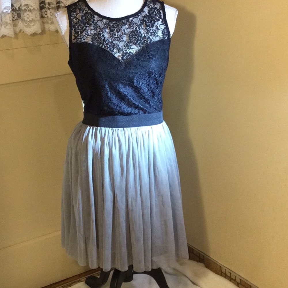 Studio City Black with sheer grey  midi dress - Picture 2 of 14
